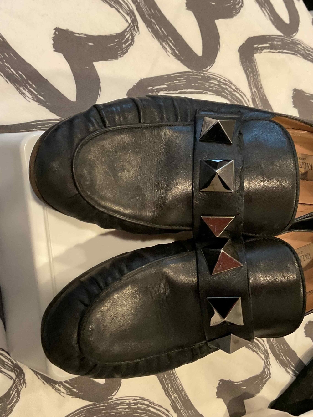Valentino Garavani Black Leather Stud-Embellished Loafers